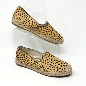 Sam Edelman Womens Leather Cow hair Tan Leopard Print  Slip on Flats Siz…
